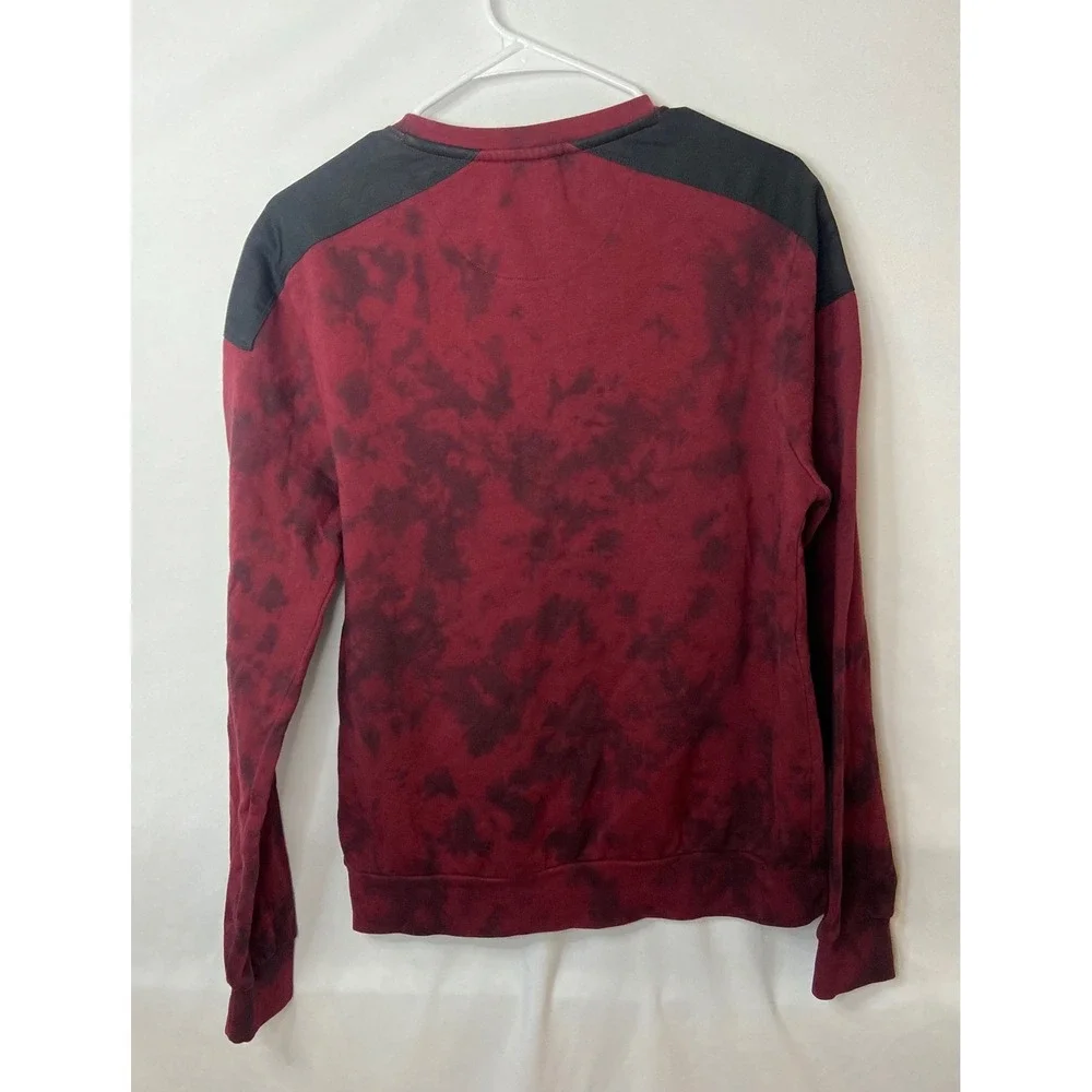DKNY Tie Dye Crewneck Sweatshirt Black Red Pocket Casual Pullover Top XS‎ TP - Picture 4 of 13